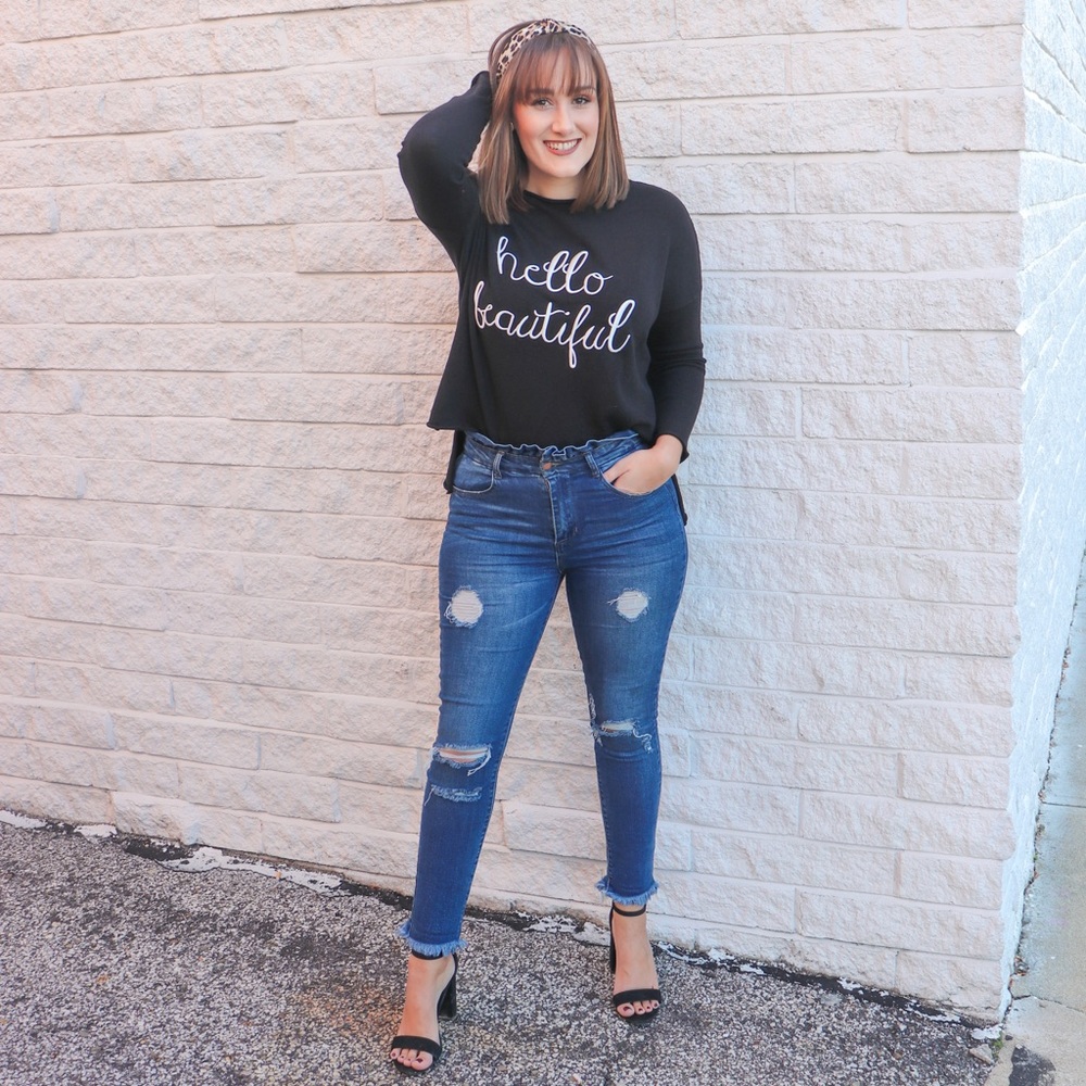 💕1 Left💕Plus Size-High Rise Destructed Jeans❤️HP - Picture 3 of 8